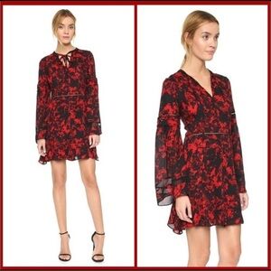NWT PARKER Red Black Rouge Poinsettia Garland Milly Combo Cocktail Dress size M